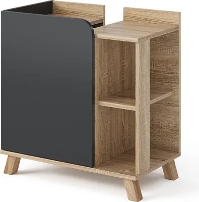 Obrázek produktu pro Toaletní stolek pro umyvadlo Vicco Karen Sonoma/antracit 60 x 65 cm s dveřmi a otevřenými přihrádkami, Model 47278