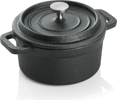 Produktbild von 8x Cocotte schwarz Gusseisen ø 10 cm mit Deckel