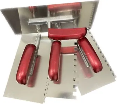 Immagine prodotto di Set di cazzuole per muratura 4 pezzi cazzuola dentata 6, 8, 10 mm + cazzuola per piastrelle cazzuola per intonaco lama per cazzuola Edehlstal CT029