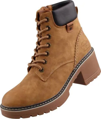 A single brown boot is shown against a white background.