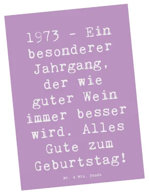 Produktbild von Mr. & Mrs. Panda Ansichtskarte Spruch 1973 Geburtstag - Lavendeltraum - Geschenk, besondere Menschen, Postkarten, bildkarte, Geburtsjahr, Postkarte, Glückwünsche