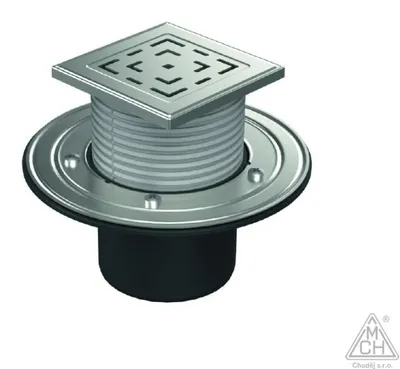Image de Siphon de sol Chud?j D110, bride en acier inoxydable, cadre, grille STEEL S1 386 B