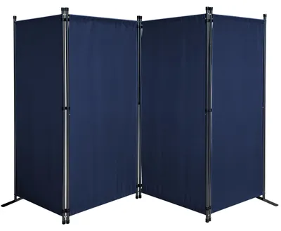 Productafbeelding van 4-Piece Opvouwbare Paravent 170 x 220 cm Blauw