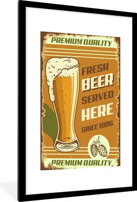 Produktbild von MuchoWow® MuchoWow® Gerahmtes Poster Mancave - Bier - Jahrgang - Premium 60x90 cm - Poster mit zchwarzem Bilderrahmen - Dekoration - Wandposter Wohnzimmer - Hochwertig