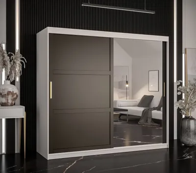 Produktbild von Kleiderschrank RAISA 2 – Breite 200 cm, weiß / schwarz