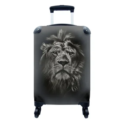 Produktbild von MuchoWow® Koffer Handgepäck Trolley Rollkoffer Kleine Reisekoffer mit 4 Rollen - Tiere - Schwarz - Weiß - Porträt - Cabin Size < 55x40x23 cm & 55x40x20 cm - Fotokoffer - Kabinenkoffer - Boardgepäck - Reise-Box - Reisekoffer - Reisegepäck - Koffer mit Bild - Trolley für Kinder