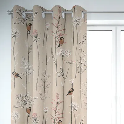 Produktbild von SCHÖNER LEBEN. Vorhang Soft Branch Blüten Gräser Vögel natur rosa 2 Aufhängung Ösen
