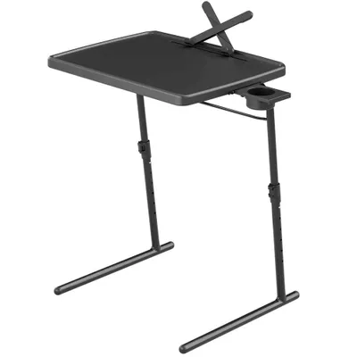 Zdjęcie produktu dla Składany Stolik Pod Laptop Czarny Z Regulowaną Wysokością I Kątem Nachylenia Taca Pod Tablet Przy Łóżku Z Uchwytem Na Kubek