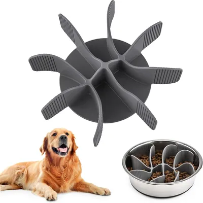 Productafbeelding van Anti-schrokinzetstuk voor voerbak - siliconen - met 36 zuignappen - voor roestvrijstalen bak - hond