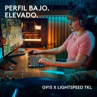 Productafbeelding van Logitech G G915 X LIGHTSPEED TKL, Bekabeld en draadloos, USB + RF draadloos + Bluetooth, Mechanische schakelaar, QWERTY-indeling, RGB LED-verlichting, Zwart