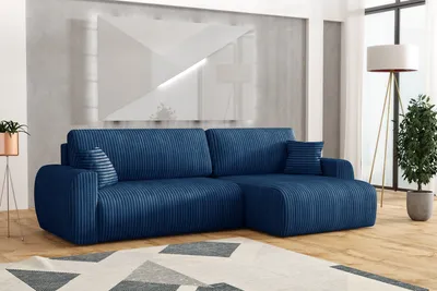 Obrázok produktu pre Emoebel24 Rohová pohovka s funkciou spania a podnožou na spanie, pohovka v tvare L 280x142x87 cm Dalas tmavomodrá