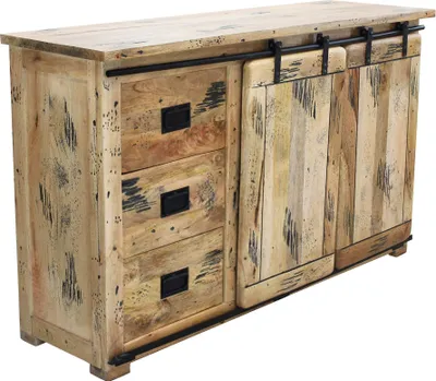 Immagine prodotto di Milani Home - madia credenza in legno di mango 150 x 45 x 90 cm, con ante scorrevoli
