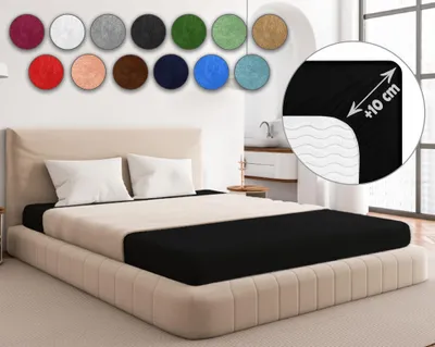 Immagine prodotto di Lenzuolo con angoli, 160 x 200 cm, in 100% cotone, colore nero