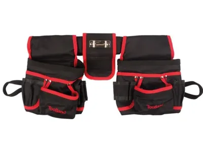 Produktbild von Toolland Werkzeug-Gürteltasche, Nylon, mit Nieten verstärkt, Schlaufen, viele Fächer, Hammerhalter,