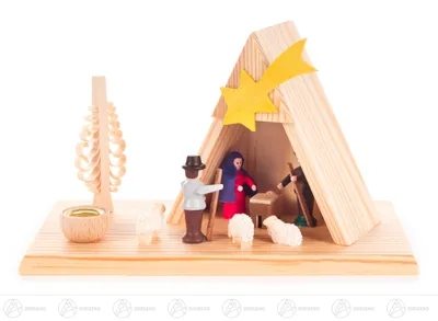 Produktbild von Kerzenhalter Weihnachtskrippe, für Kerze d=10mm  Höhe ca 8 cm NEU