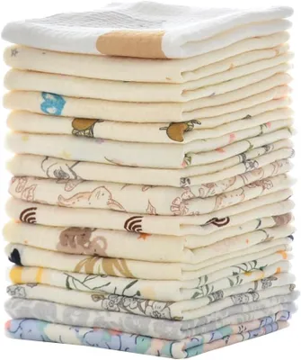 Produktbild von Baby-Waschlappen aus natürlicher Baumwolle, 15 Stück, 30,5 x 30,5 cm