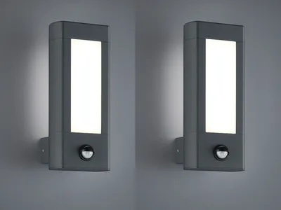 Produktbild von LED Außenwandleuchten mit Bewegungsmelder im 2er SET, Aluminium anthrazit, IP54