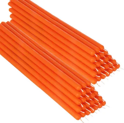 Produktbild von 50x Orange Bienenwachs 26cm Tafelkerze Ritualkerze Osterkerzen Farbig 36346