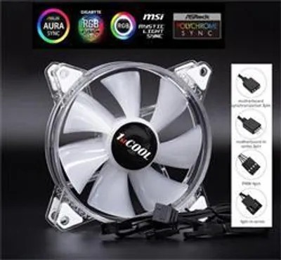Produktbild von 1stCOOL AURA EVO ARGB PWM Crystal 120mm transparenter Lüfter