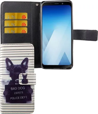 Produktbild von Handyhülle Tasche für Handy Samsung Galaxy A8 2018 Böser Hund Weiß