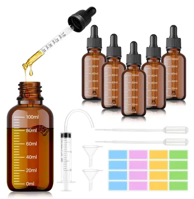 Immagine prodotto di Set di 6 flaconi contagocce da 100 ml in vetro marrone