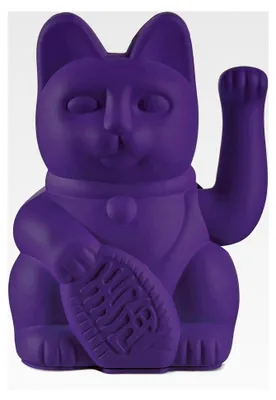 Produktbild von Glückskatze Winkekatze in Violett aus Kunststoff, 15cm