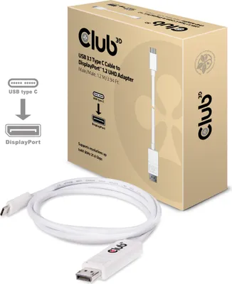 Produktbild von Club3D Kabel   USB 3.1 Typ C > DP 1.2 4K60Hz UHD 1,2m  St/St retail