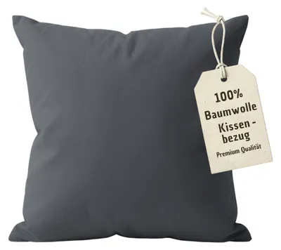Produktbild von 2er Pack Kissenbezug 80x80 cm Anthrazit | 100% Baumwolle | Doppelpack PREMIUM Kissenhülle mit verdecktem Reißverschluss