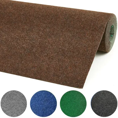 Kunstrasen aus Nadelfilz, braun, als Meterware mit Farbmustern in grau, blau, grün, anthrazit