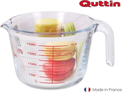 Produktbild von Quttin Glas-Messbecher 1 Liter Glasmessbecher Messbecher hitzebeständig 1000ml