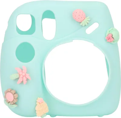 Zdjęcie produktu dla Lekka osłona do aparatu natychmiastowego z paskiem na ramię, miękki silikonowy pokrowiec ochronny do Instax Mini 7 Plus, niebieska roślina