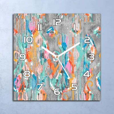 Produktbild von Deko Glasuhr Wanduhr 30x30 Graffiti Abstraktion Quarz Küchenuhr Bürouhr