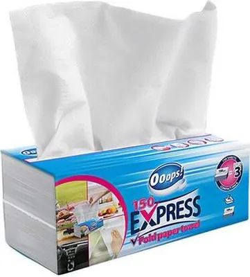 Produktbild von Papierhandtücher „Express“, weiß, 2-lagig, V-Faltung, 150 Blatt, OOOPS KKC21502339