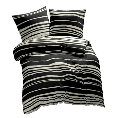 ETÉREA Biancheria Da Letto In Microfibra Seersucker – Set 2 Pezzi: Copripiumino 155x220cm + Federa 80x80cm – Grigio Strisce – Certificato OEKO-TEX Made In Green