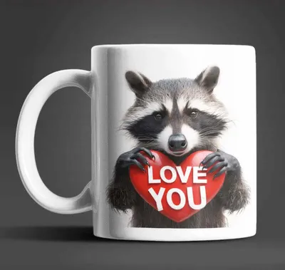 Produktbild von Waschbär I Love You Valentinstag Kaffeetasse Teetasse Tasse Geschenkidee – 4997156-Waschbar-03