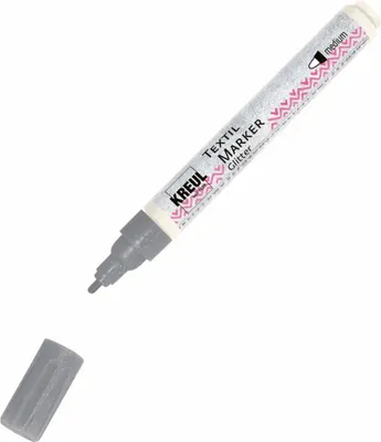 Obrázok produktu pre KREUL Textilný popisovač Glitter stredne strieborný