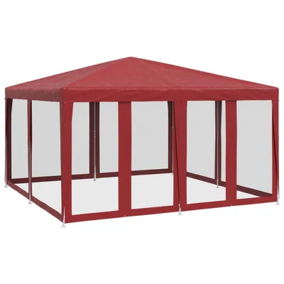 Produktbild von vidaXL Partyzelt mit 8 Mesh-Seitenteilen Rot 4x4 m HDPE