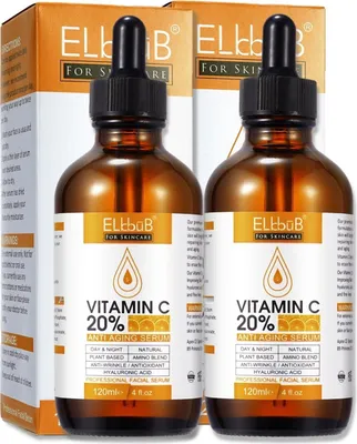 Produktbild von Gesichtsserum mit Vitamin C und E Hyaluronsäure Anti Aging Falten Vegan, 2x 120ml