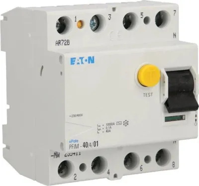 Produktbild von Eaton FI-Schalter Typ AC 10kA 40A/4pol/100mA Eaton PFIM-40/4/01-MW, 1 Stk.