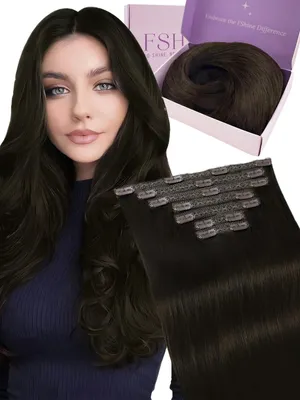 Produktbild von Solidchoice – Clip-in-Haarverlängerungen, Dunkelbraun, 50 cm, 120 g