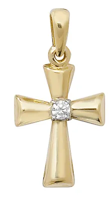 Image de Pendentif Femme Croix Or 375/1000 avec Oxyde de Zirconium - 22mm*11mm; TRS10613