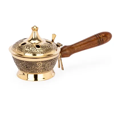 Produktbild von NKlaus 19cm Räucherpfanne Messing gold Betriebsart Räucherkohle auf Sand für Weihrauch 14001