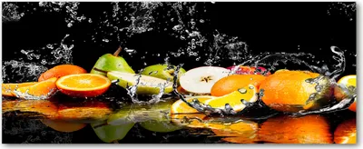 Produktbild von Tulup® Glas-Bild Wandbild aus Glas - 125x50 - Wandkunst - Wandbild hinter gehärtetem Sicherheitsglas - Dekorative Wand für Küche & Wohnzimmer  - Essen & Getränke - Obst Wasser - Mehrfarbig