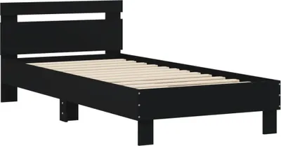 Produktbild von Bettgestell mit Kopfteil Schwarz 75x190 cm Holzwerkstoff