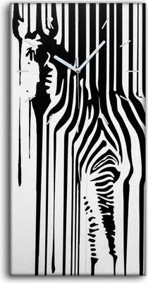 Produktbild von Leinwand Uhr Küche Wohnzimmer Bild Geräuschlos 30x60 Abstraktes Kunst Tier Zebra - weiße Hände