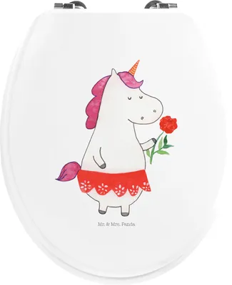 Produktbild von Mr. & Mrs. Panda WC Sitz Einhorn Dame - Weiß - Geschenk, Brille, Bachelorette, Freundin, Toilettendeckel, Einhörner, Bachelor, Klodeckel, WC-Sitz, Klobrille, Unicorn