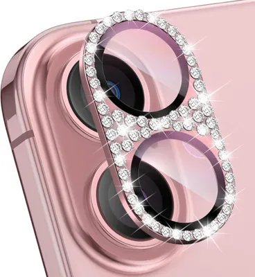 Obrázok produktu pre Ochranné sklo na fotoaparát pre Apple iPhone 17 z kovu s diamantovou optikou Ružová