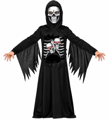 Produktbild von Halloween Kinderkostüm "Skelett mit Kapuze" | Schwarz Größe: 5-6 Jahre