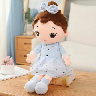 Produktbild von ["45cm Super Kawaii Plüsch Mädchen Puppe mit Kleidung Kind Mädchen Baby Beschwichtigen Spielzeug Gefüllt Weichen Cartoon Plüsch spielzeug für Kinder Geschenk, blau "],