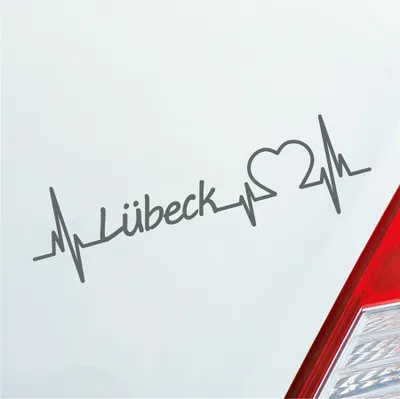 Produktbild von Auto Aufkleber Lübeck Herz Herzschlag 19x6 cm Grau Sticker Heckscheibenaufkleber